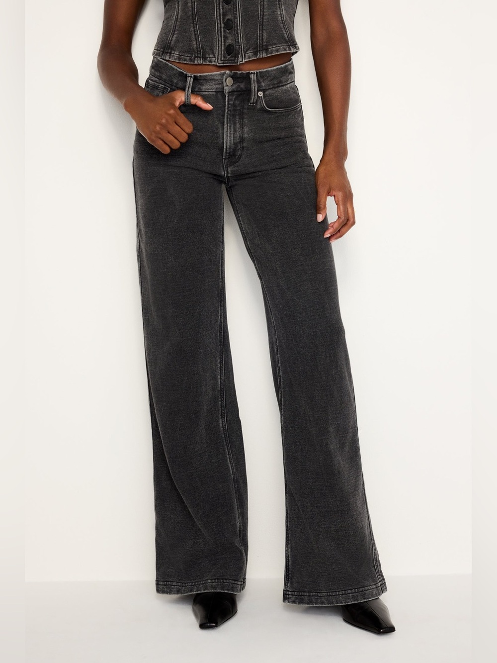 Good American Jeanius Terry Good Skate Sweatpants Jeans